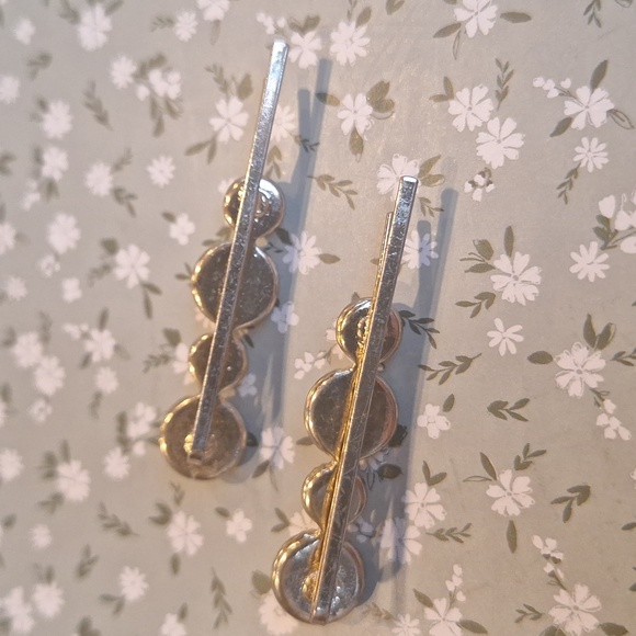 Gold and pearl slide clips set of 2 - Picture 2 of 4